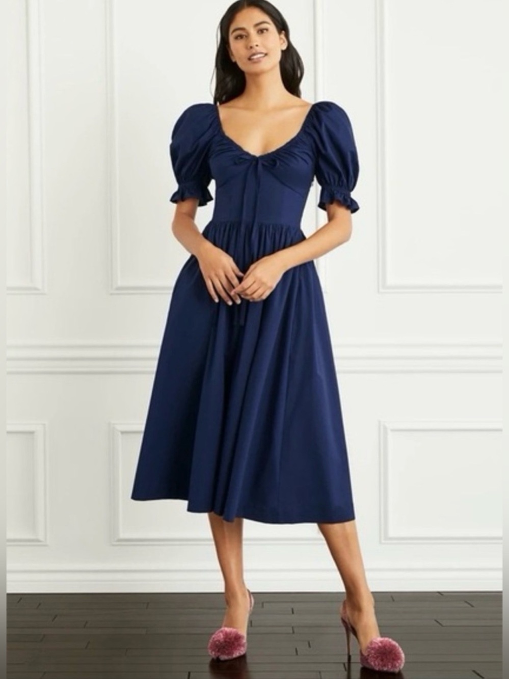 Hill House The Ophelia Dress Navy Size XS Cottagecore Milkmaid Navy